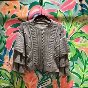 Tiered ruffle bell sleeves sweater.